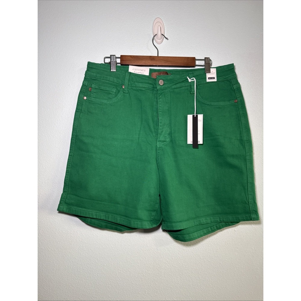 Judy Blue Green High Waist Tummy Control Shorts Womens 2XL NWT JB150283C